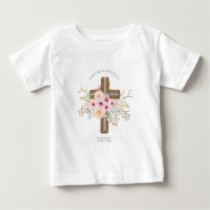 T-shirt Pour Bébé Filles floral rose BAUTIZO baptême Bautismo prénom