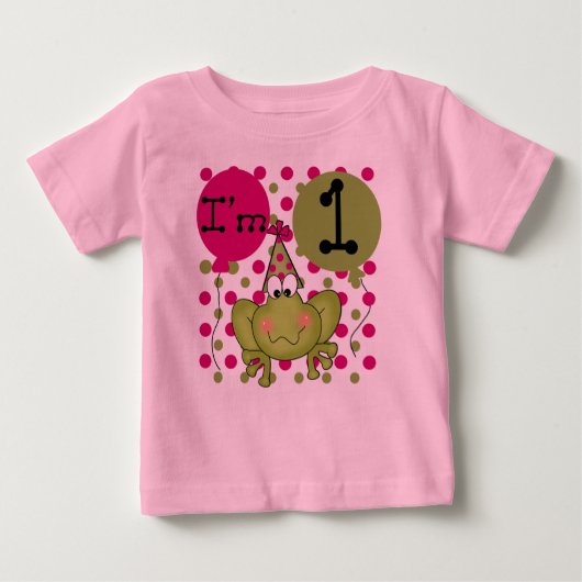 T-shirt Pour Bébé Filles Grenouille Premier anniversaire (Devant)