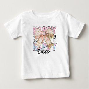 T-shirt Pour Bébé Filles Joyeuses Pâques Coquette Nœud
