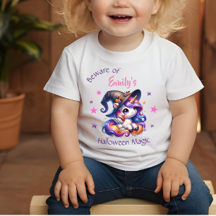 T-shirt Pour Bébé Filles Licorne Douces Halloween avec Nom