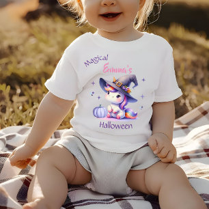 T-shirt Pour Bébé Filles licorne mignonnes Halloween avec nom