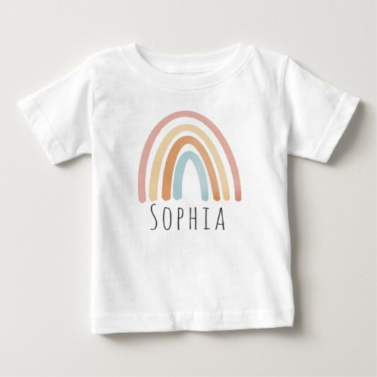 T-shirt Pour Bébé Filles mignonnes Boho rose Aquarelle Arc-en-ciel (Devant)