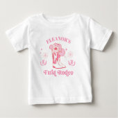 T-shirt Pour Bébé Filles Rose Chaud Premier Rodéo 1er Anniversaire (Devant)