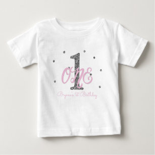 T-shirt Pour Bébé Filles roses et argentées UNE ?ère coutume de fête