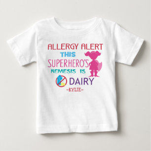 T-shirt Pour Bébé Filles Super-héroïnes d'alerte d'allergie au lait 