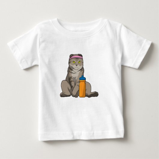 T-shirt Pour Bébé Fitness Chat Boire de la tasse (Devant)