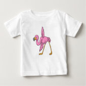 T-shirt Pour Bébé Flamant rose à Yoga Exercice d'étirement (Devant)