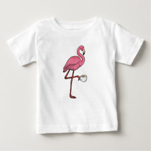 T-shirt Pour Bébé Flamant rose avec la coupe du café