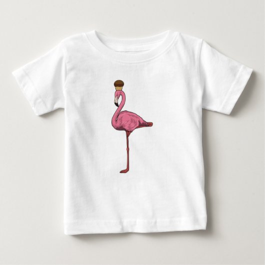 T-shirt Pour Bébé Flamant rose avec muffin (Devant)