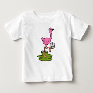 T-shirt Pour Bébé Flamant rose comme joueur de football avec Soccer