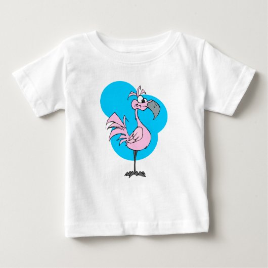 T-shirt Pour Bébé Flamant rose de bande dessinée (Devant)