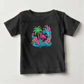 T-shirt Pour Bébé Flamant rose de néon tropical (Devant)