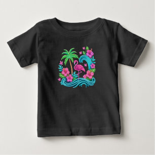 T-shirt Pour Bébé Flamant rose de néon tropical