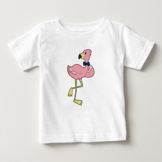 T-shirt Pour Bébé Flamant rose en tant que Gentleman avec Cravate (Devant)