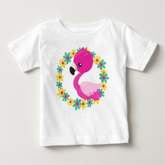 T-shirt Pour Bébé Flamant rose mignon, Flamant rose bébé, Oiseau, Fl (Devant)