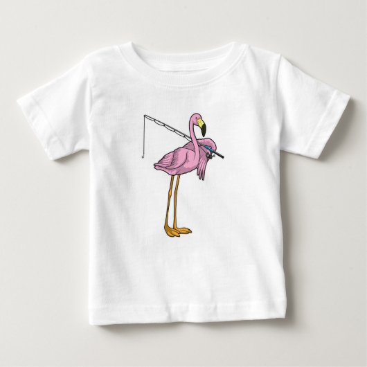 T-shirt Pour Bébé Flamant rose Pêche Pêcheur Pêcheur canne (Devant)