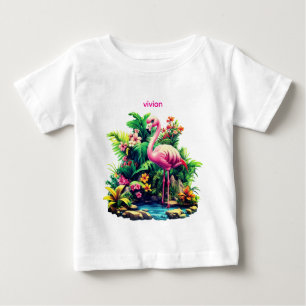 T-shirt Pour Bébé Flamant Rose Personnalisé Adorable pour Bébé 