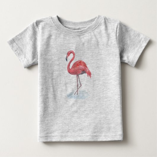 T-shirt Pour Bébé Flamant rose rose. (Devant)