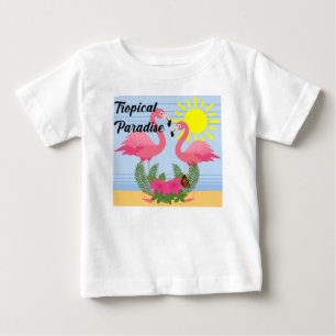 T-shirt Pour Bébé Flamant rose rose Paradis Tropical - Bébé Jersey f