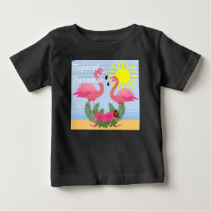 T-shirt Pour Bébé Flamant rose rose Paradis Tropical - Bébé Jersey f