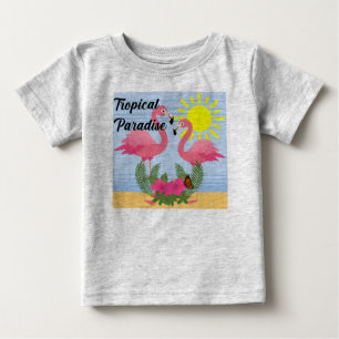 T-shirt Pour Bébé Flamant rose rose Paradis Tropical - Bébé Jersey f