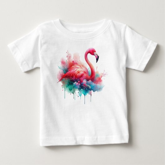 T-shirt Pour Bébé Flamant Rose Sublimation (Devant)