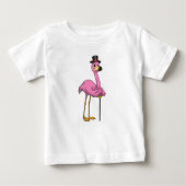 T-shirt Pour Bébé Flamingo as Pensioner with Walking stick (Devant)
