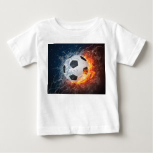 T-shirt Pour Bébé Flamme Football/Balle de Football Jeu d'oreiller