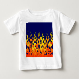T-shirt Pour Bébé Flammes de course classique sur bleu marine