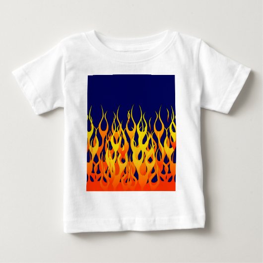 T-shirt Pour Bébé Flammes de course classique sur bleu marine (Devant)