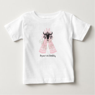 T-shirt Pour Bébé Flèches de Tepee Rose & Noir Boho Chic Sauvage UNE
