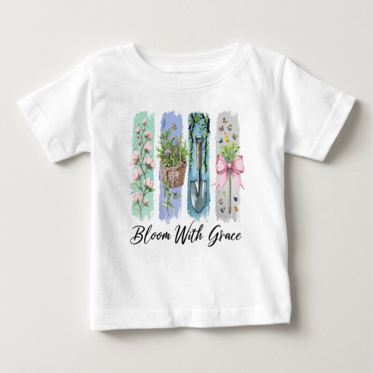 T-shirt Pour Bébé Fleur avec Grace Garden Floral Art (Devant)