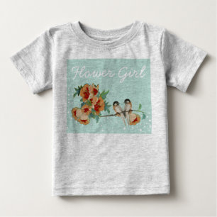 T-shirt Pour Bébé Fleur de cerisier vintage oiseau d'amour pêche men