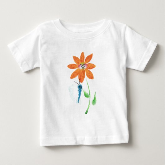 T-shirt Pour Bébé Fleur de dessin orange avec visage (Devant)