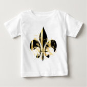 T-shirt Pour Bébé Fleur de Lis noir et or (Devant)