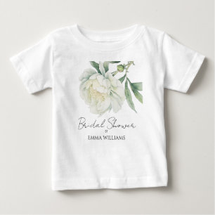T-shirt Pour Bébé Fleur de Pivoine à l'aquarelle Baby Shower de ma