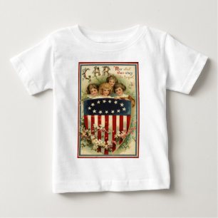 T-shirt Pour Bébé Fleur Enfants du Bouclier du drapeau américain