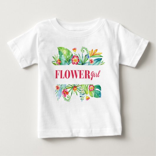 T-shirt Pour Bébé Fleur Fille Aquarelle Destination Tropicale Mariag (Devant)