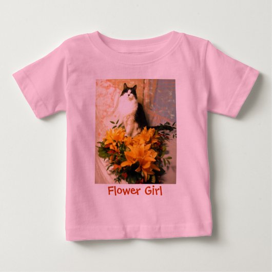 T-shirt Pour Bébé Fleur Fille Kitty Chat (Devant)