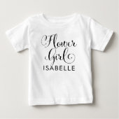 T-shirt Pour Bébé Fleur Fille Noir Script moderne Mariage personnali (Devant)