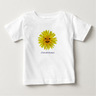 T-shirt Pour Bébé Fleur jaune ensoleillée heureuse de pissenlit sur