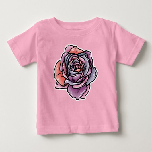 T-shirt Pour Bébé Fleur Rose coloré (Devant)