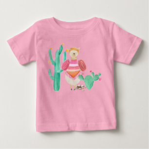 T-shirt Pour Bébé Fleurs de cactus de lama du désert Nature