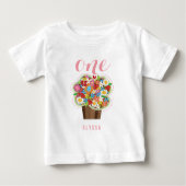 T-shirt Pour Bébé Fleurs de printemps Cupcake Girl 1er anniversaire (Devant)