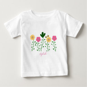 T-shirt Pour Bébé Fleurs de printemps et d'été pour filles personnal