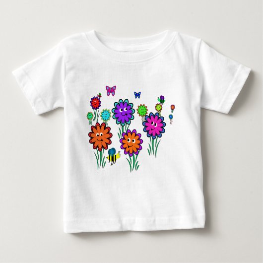 T-shirt Pour Bébé Fleurs Joyeuses Bébé (Devant)
