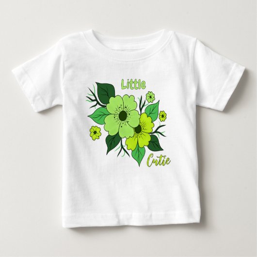 T-shirt Pour Bébé Fleurs vertes (Devant)