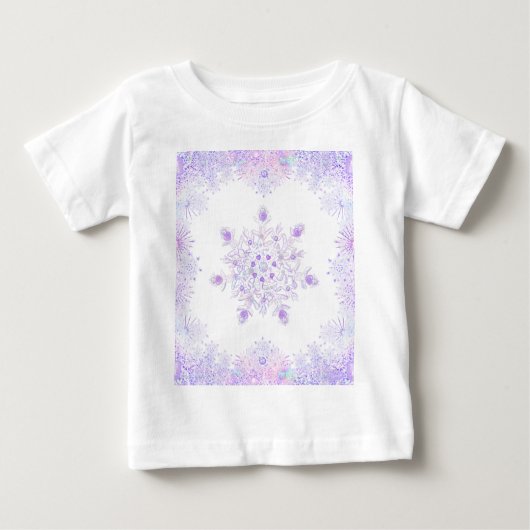 T-shirt Pour Bébé flocon de neige violet clair et coeur étincelant (Devant)