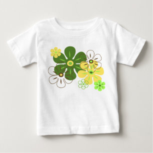 T-shirt Pour Bébé Floral hawaïen de pluie de fleur rétro