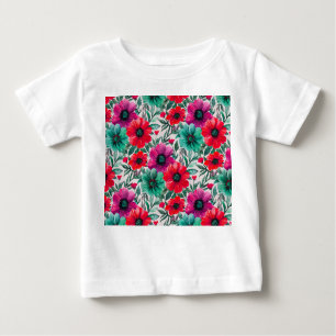 T-shirt Pour Bébé Floral rustique mode rétro motif